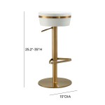 TOV Furniture Astro White and Gold Adjustable Stool