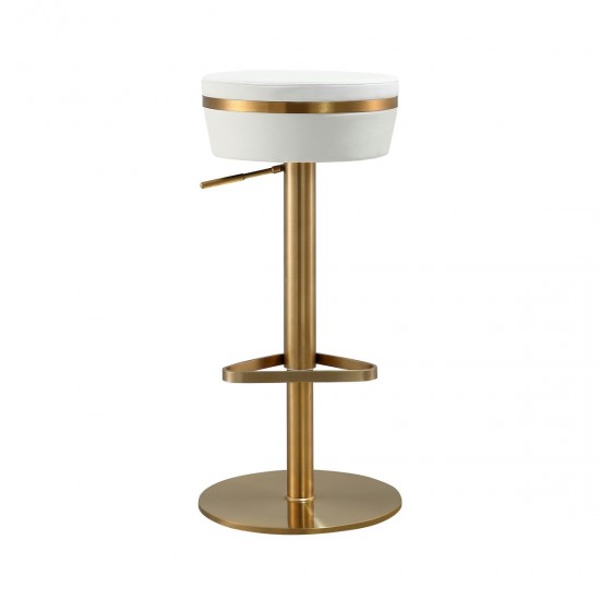 TOV Furniture Astro White and Gold Adjustable Stool