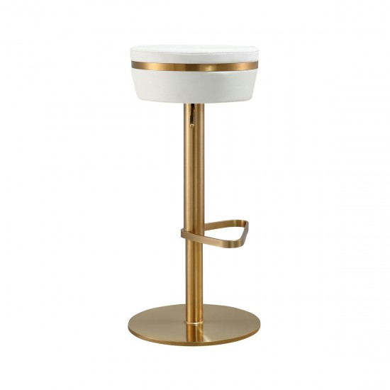 TOV Furniture Astro White and Gold Adjustable Stool