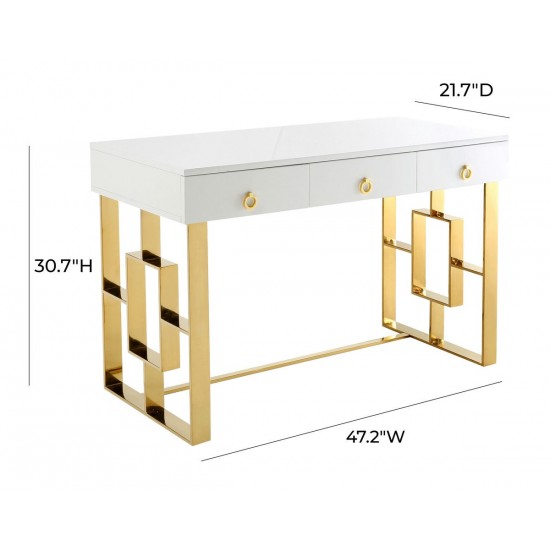 TOV Furniture Audrey White Lacquer Desk