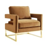 TOV Furniture Avery Cognac Velvet Chair With Polished Gold Base