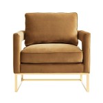 TOV Furniture Avery Cognac Velvet Chair With Polished Gold Base