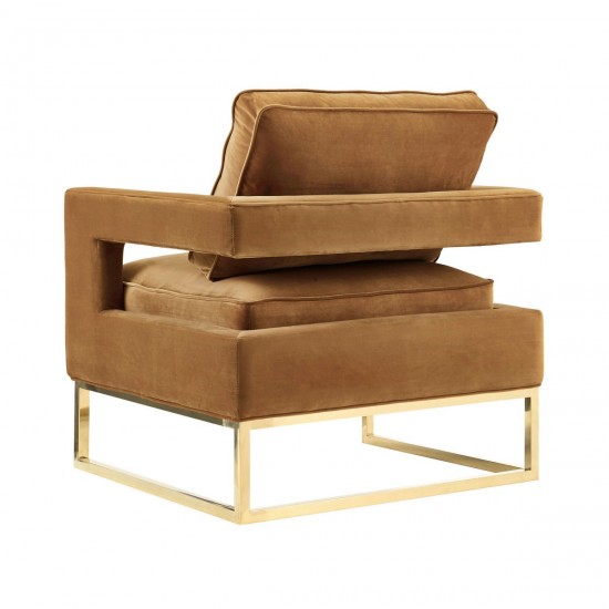 TOV Furniture Avery Cognac Velvet Chair With Polished Gold Base