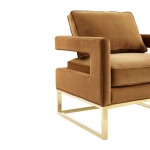 TOV Furniture Avery Cognac Velvet Chair With Polished Gold Base