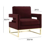 TOV Furniture Avery Maroon Velvet Chair With Polished Gold Base