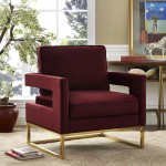 TOV Furniture Avery Maroon Velvet Chair With Polished Gold Base