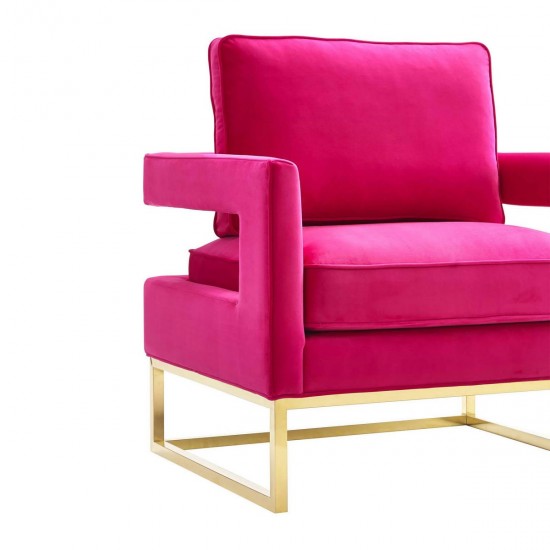 TOV Furniture Avery Pink Velvet Chair With Polished Gold Base