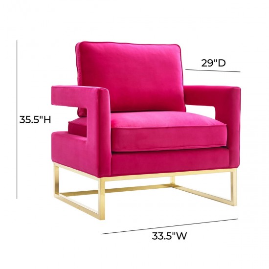 TOV Furniture Avery Pink Velvet Chair With Polished Gold Base