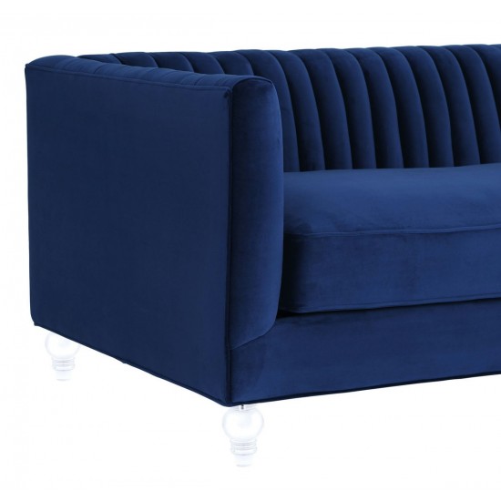 TOV Furniture Aviator Navy Velvet Sofa