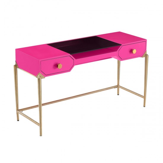 TOV Furniture Bajo Pink Lacquer Desk