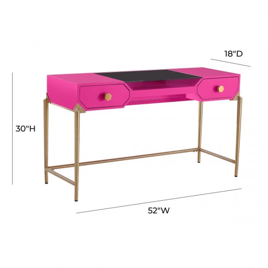 TOV Furniture Bajo Pink Lacquer Desk