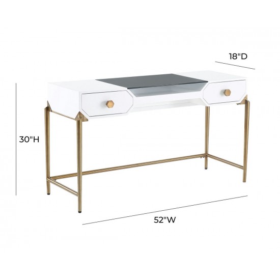 TOV Furniture Bajo White Lacquer Desk