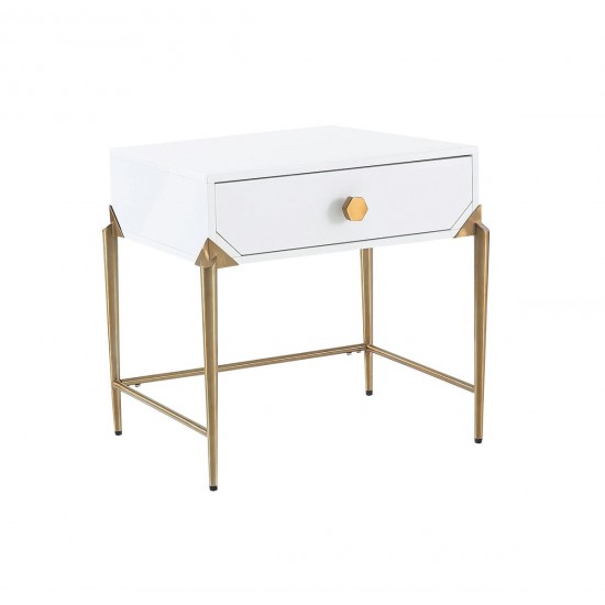 TOV Furniture Bajo White Lacquer Side Table