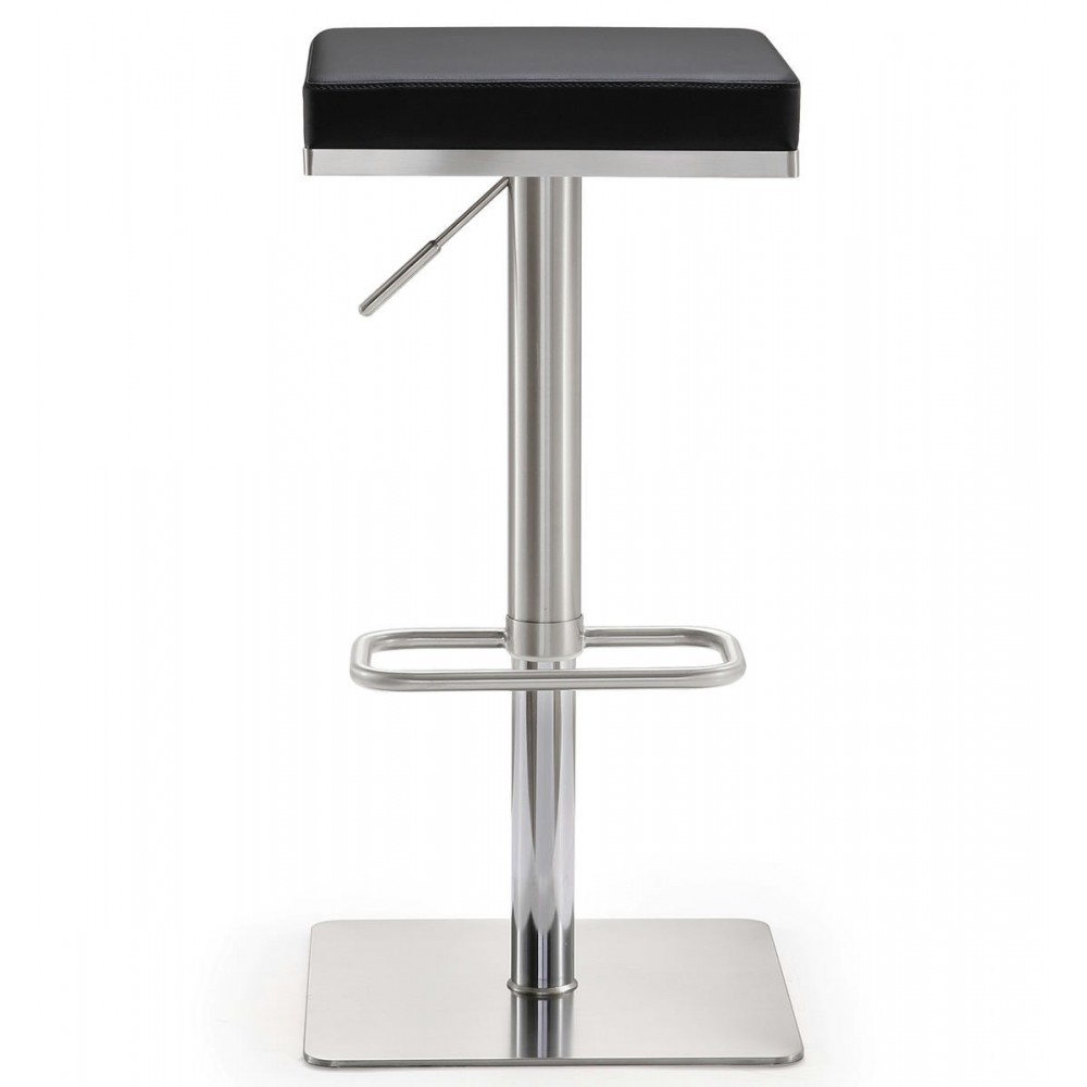 TOV Furniture Bari Black Stainless Steel Adjustable Barstool