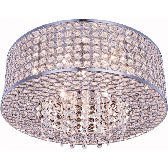 Elegant Lighting Amelie 6 Light Chrome Flush Mount Clear Royal Cut Crystal