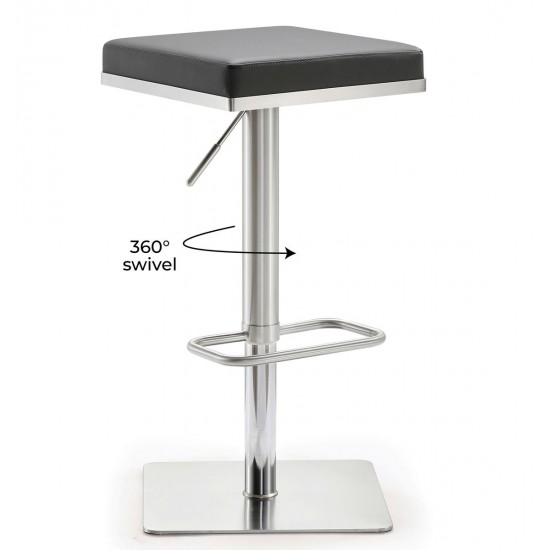 TOV Furniture Bari Grey Stainless Steel Adjustable Barstool