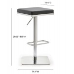 TOV Furniture Bari Grey Stainless Steel Adjustable Barstool