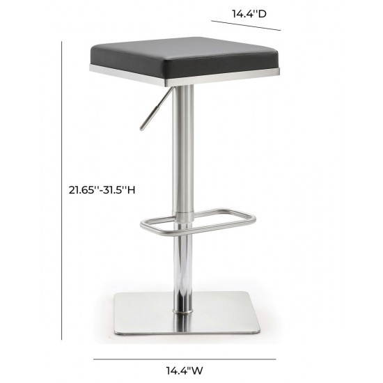 TOV Furniture Bari Grey Stainless Steel Adjustable Barstool