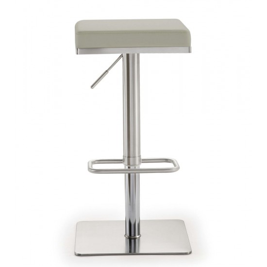 TOV Furniture Bari Light Grey Stainless Steel Barstool