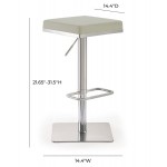 TOV Furniture Bari Light Grey Stainless Steel Barstool