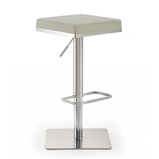 TOV Furniture Bari Light Grey Stainless Steel Barstool