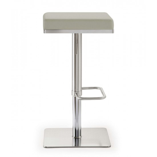 TOV Furniture Bari Light Grey Stainless Steel Barstool