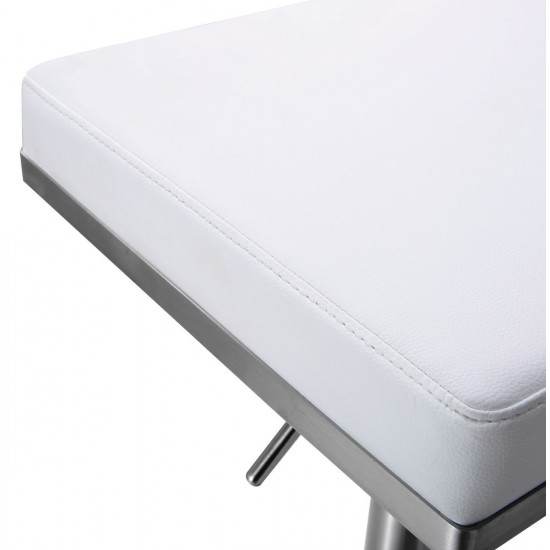 TOV Furniture Bari White Stainless Steel Adjustable Barstool