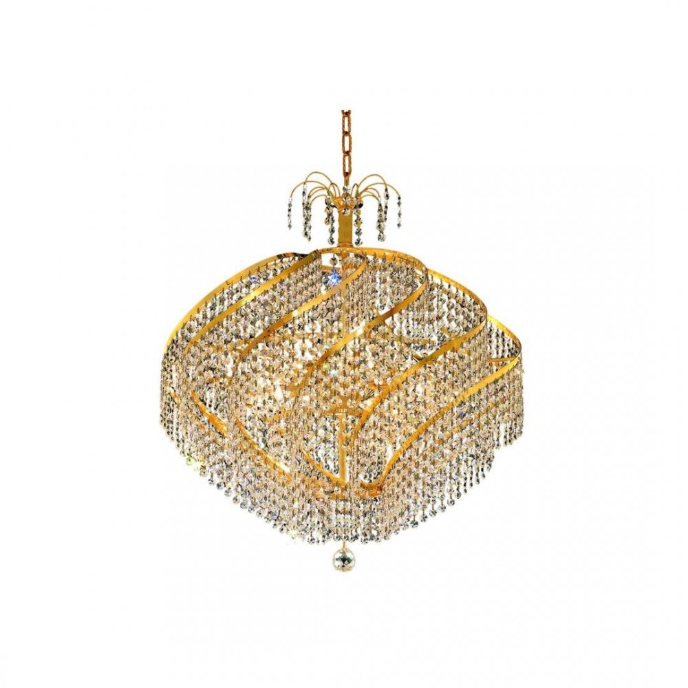 Elegant Lighting Spiral 15 Light Gold Chandelier Clear Swarovski Elements Crystal