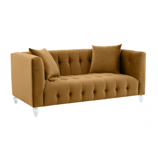 TOV Furniture Bea Cognac Velvet Loveseat