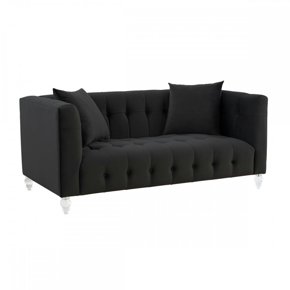 TOV Furniture Bea Black Velvet Loveseat TOV Furniture Bea Black Velvet Loveseat