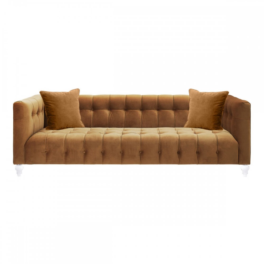 TOV Furniture Bea Cognac Velvet Sofa