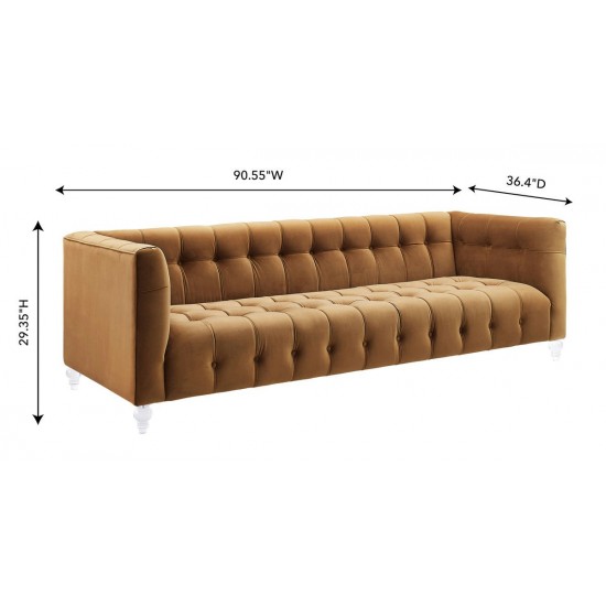 TOV Furniture Bea Cognac Velvet Sofa