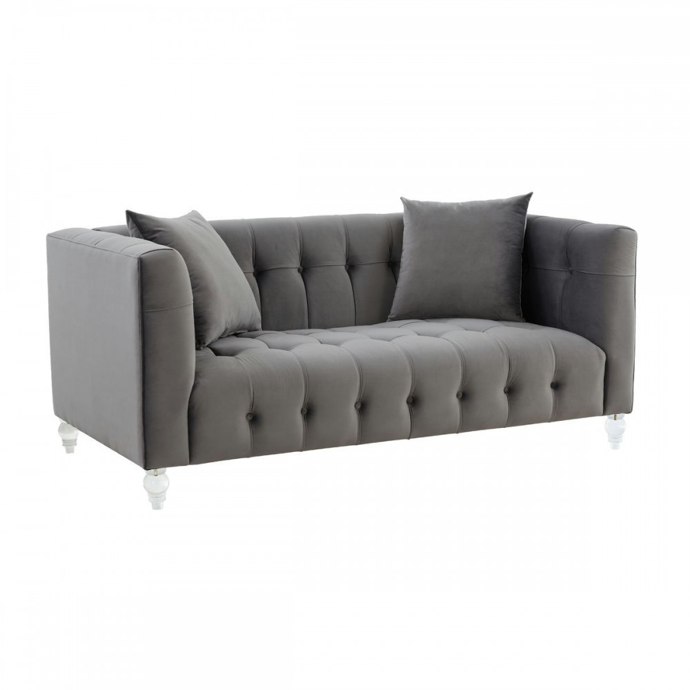 TOV Furniture Bea Grey Velvet Loveseat