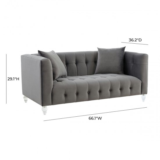 TOV Furniture Bea Grey Velvet Loveseat