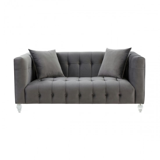 TOV Furniture Bea Grey Velvet Loveseat