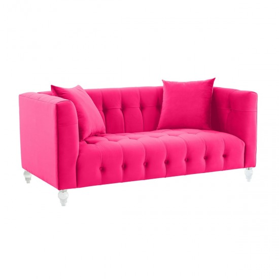 TOV Furniture Bea Hot Pink Velvet Loveseat