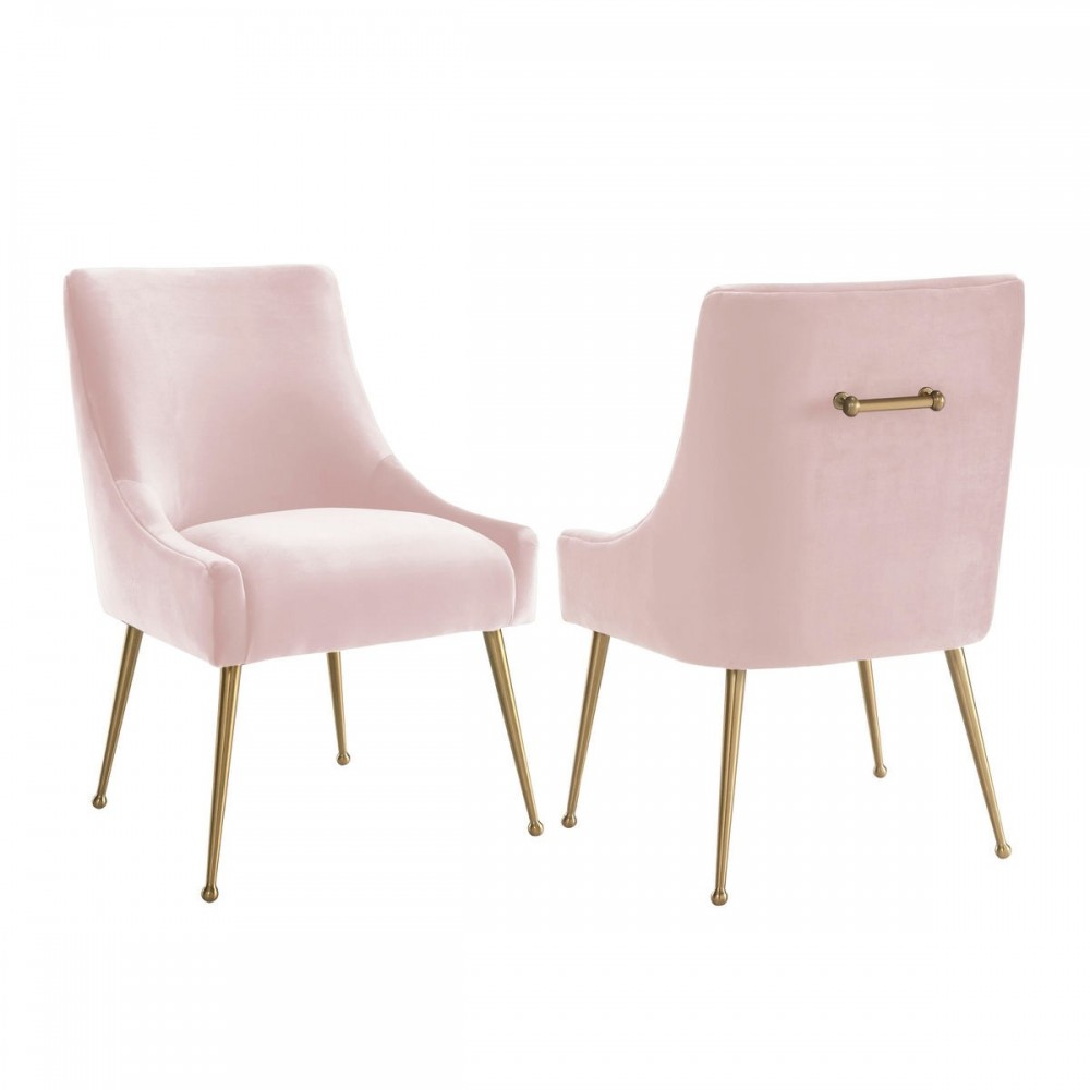 TOV Furniture Beatrix Blush Velvet Side Chair TOV Furniture Beatrix Blush Velvet Side Chair
