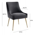 TOV Furniture Beatrix Grey Velvet Side Chair