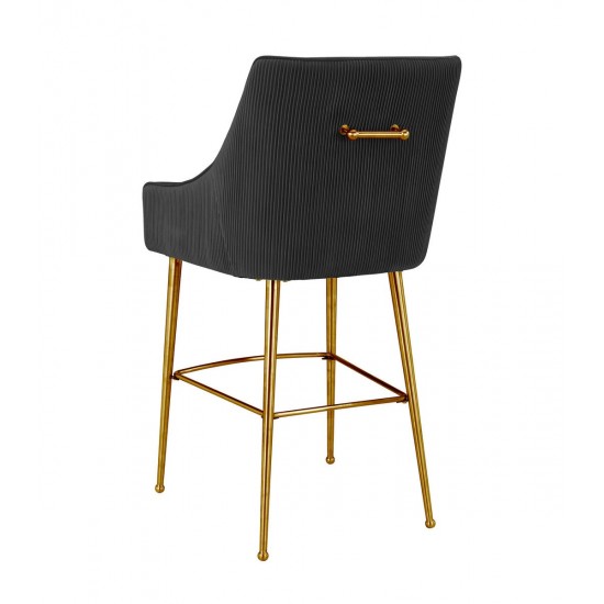 TOV Furniture Beatrix Pleated Black Velvet Bar Stool