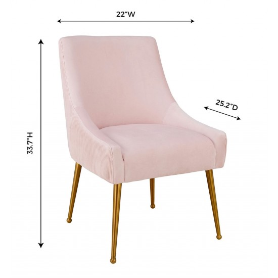 TOV Furniture Beatrix Pleated Blush Velvet Side Chair