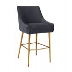 TOV Furniture Beatrix Pleated Dark Grey Velvet Bar Stool