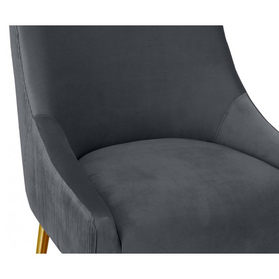 TOV Furniture Beatrix Pleated Dark Grey Velvet Bar Stool