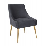 TOV Furniture Beatrix Pleated Grey Velvet Side Chair