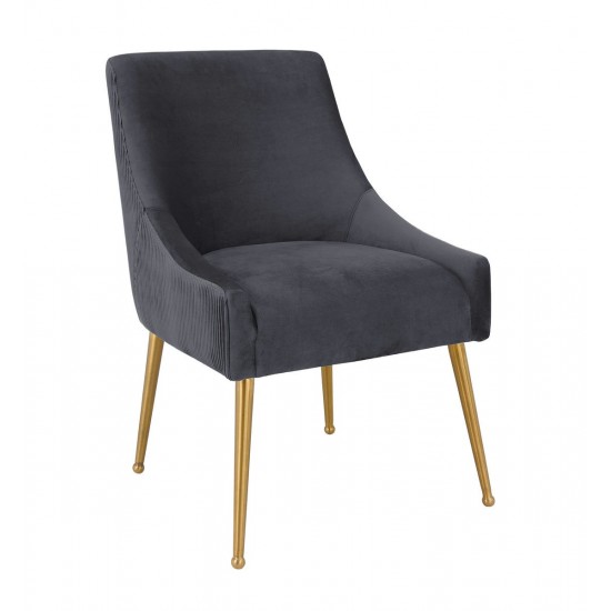 TOV Furniture Beatrix Pleated Grey Velvet Side Chair