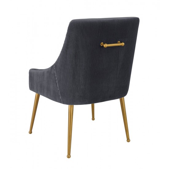 TOV Furniture Beatrix Pleated Grey Velvet Side Chair