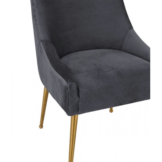 TOV Furniture Beatrix Pleated Grey Velvet Side Chair