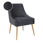 TOV Furniture Beatrix Pleated Grey Velvet Side Chair