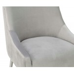 TOV Furniture Beatrix Pleated Light Grey Velvet Bar Stool