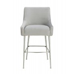 TOV Furniture Beatrix Pleated Light Grey Velvet Bar Stool