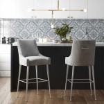 TOV Furniture Beatrix Pleated Light Grey Velvet Bar Stool